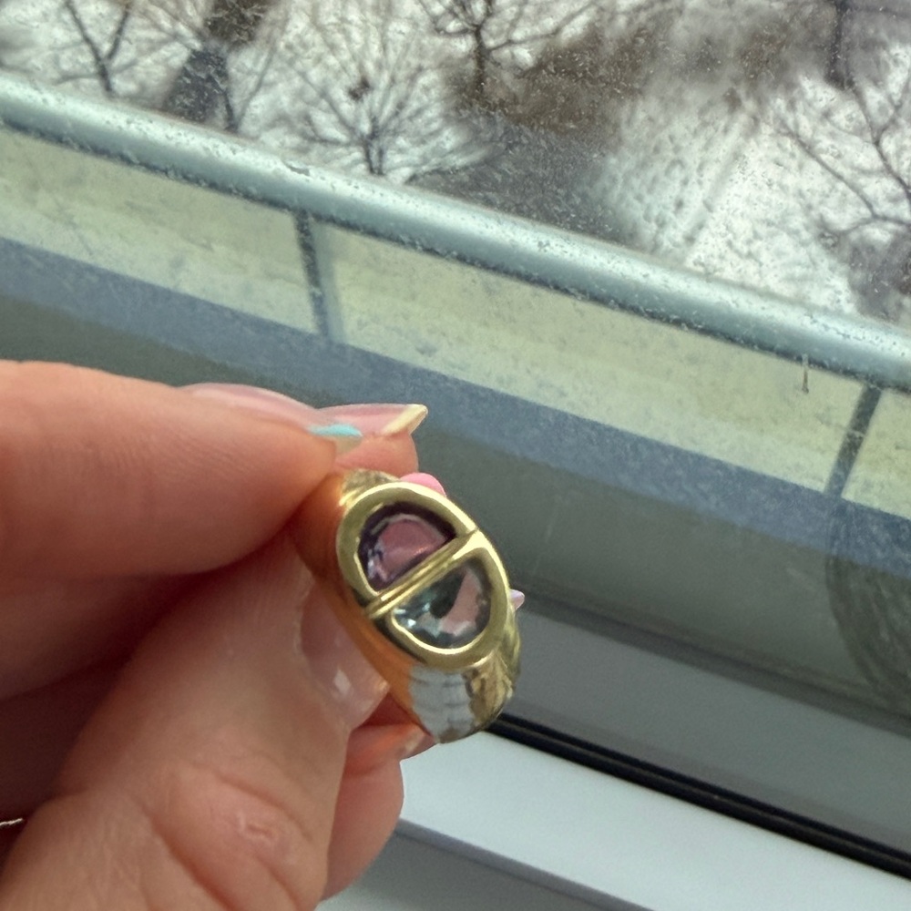 14k solid gold topaz and amethyst ring - Picture 5 of 7